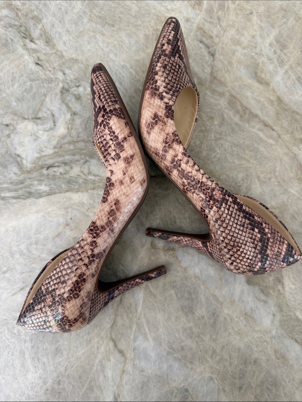 Jessica Simpson Brown Beige Snake-Print Pointed Toe Stiletto Heels 9.5 - Picture 4 of 8